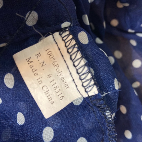 Glam Dollz Semi Sheer Polka Dot Top Navy White - Picture 8 of 9
